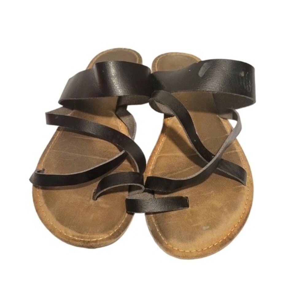 Palms Black Strappy Slip On Sandals Size 9